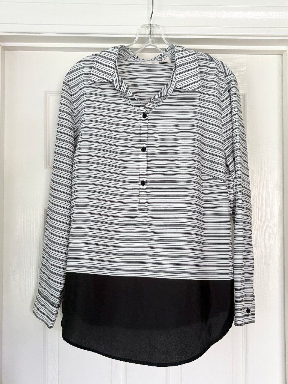 Chico's striped Devin popover tunic, L